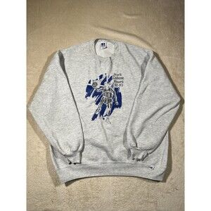 Vintage 80s 90s Russell Sweatshirt V CUNY BMCC Panthers USA Made Grey Size XXL